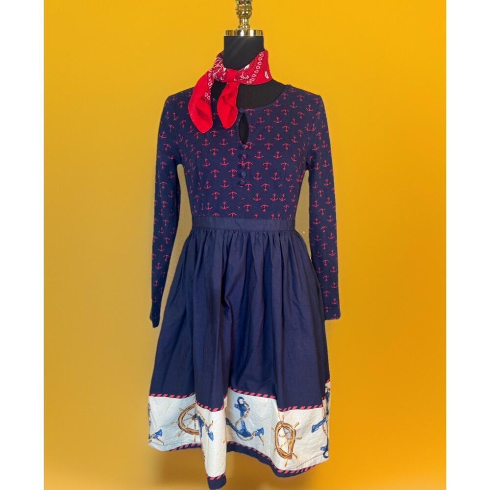 ModCloth |Anchor | Navy Blue Dress | Rockabilly | Retro Vibe | Swing Skirt